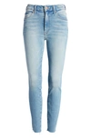 MOTHER THE LOOKER HIGH WAIST FRAYED ANKLE SKINNY JEANS