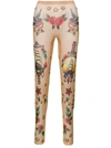 DSQUARED2 FLESH PINK STRETCH LEGGINGS WITH ALL-OVER PRINT WOMAN DSQUARED2
