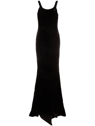 Saint Laurent Velvet Mermaid Long Dress In Black