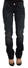 Acht Black Washed Cotton Skinny Denim Low Waist Jeans In Black