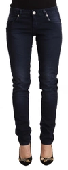 Acht Blue Washed Cotton Denim Low Waist Loose Fit Trousers Jeans In Blue