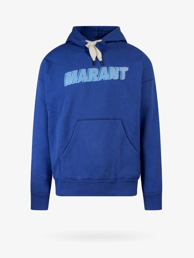 Isabel Marant Flash Logo-print Cotton-blend Jersey Hoodie In Blue