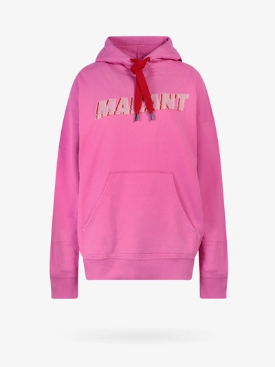 Isabel Marant Flash Logo-print Cotton-blend Jersey Hoodie In Pink