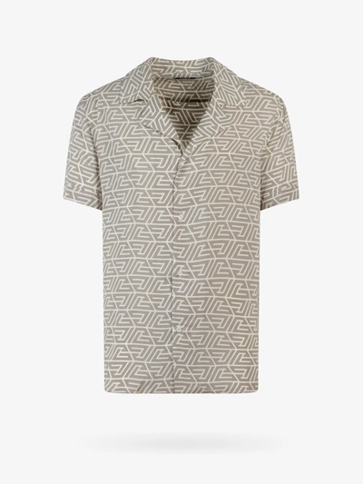 Balmain All-over Geometric-print Shirt In Beige