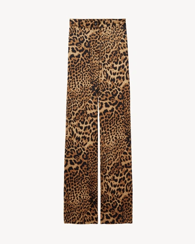 Nili Lotan Germain Silk Trouser In Brown Leopard Print