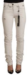 Shop Karl Lagerfeld White Mid Waist Cotton Denim Slim Fit Women's Jeans