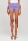 L AGENCE AUDREY MID-RISE CUT-OFF JEAN SHORTS IN LAVENDER