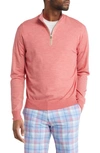 Peter Millar Excursionist Flex Wool-blend Half-zip Sweater In Red Pear