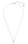 Swarovski Attract Square Crystal Pendant Necklace In Silver Tone, 14.87-16.87 In Silver / Clear Crystal