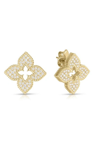 Roberto Coin Venetian Princess Diamond Stud Earrings In Yellow Gold