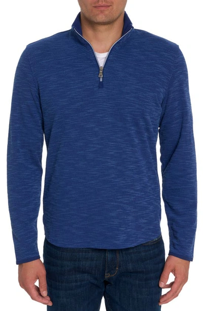 Robert Graham Speilberg Thermal Knit Quarter Zip Pullover In Navy