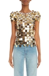 Rabanne Paillette Top In Silver/ Gold