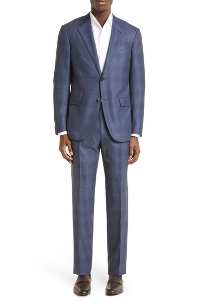 Zegna 15milmil15 Prince Of Wales Plaid Wool Suit In Blue Navy Check