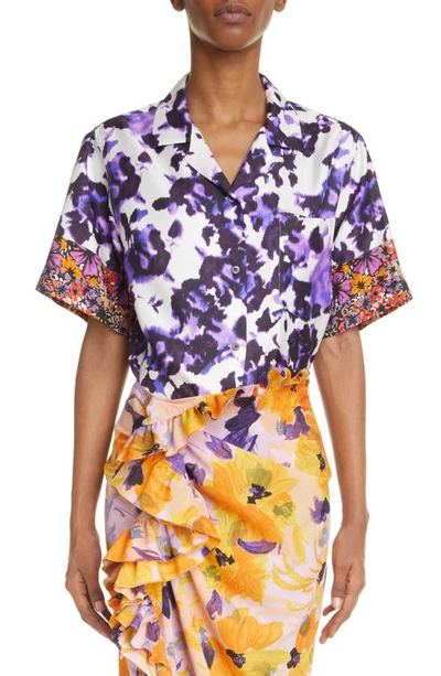 Dries Van Noten Paneled Floral-print Silk-twill Shirt In Dessin A