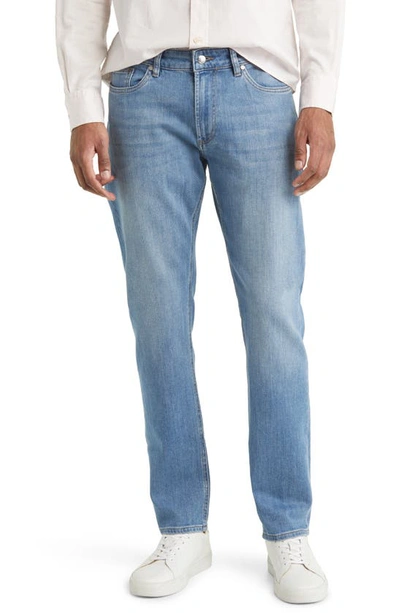 Peter Millar Crown Crafted Washed Five Pocket Straight Leg Jeans In Stone Washed Blue