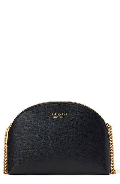 Kate Spade New York Morgan Saffiano Leather Double Zip Dome Crossbody In Black/gold