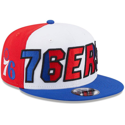 New Era Men's  White, Royal Philadelphia 76ers Back Half 9fifty Snapback Hat In White,royal