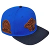 PRO STANDARD PRO STANDARD  ROYAL/BLACK PHILADELPHIA 76ERS HERITAGE LEATHER PATCH SNAPBACK HAT