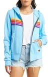Aviator Nation Six-stripe Zip-up Hoodie In Sky/ Yellow Purple