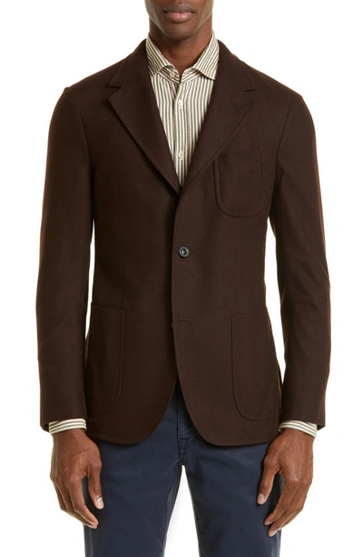 Boglioli Herringbone Silk Sport Coat In Brown