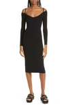 JASON WU COLD SHOULDER LONG SLEEVE MERINO WOOL SWEATER DRESS