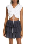 Jason Wu Drawstring Crop Top In White
