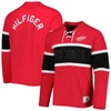 Tommy Hilfiger Red Detroit Red Wings Walter Lace-up Long Sleeve Top In Red