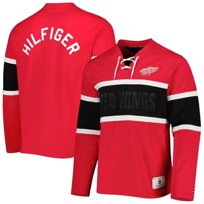 Tommy Hilfiger Red Detroit Red Wings Walter Lace-up Long Sleeve Top