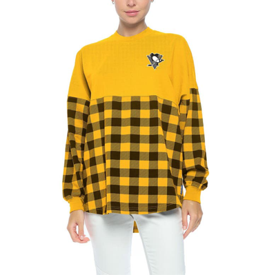 Fanatics Branded Gold Pittsburgh Penguins Buffalo Check Long Sleeve T-shirt