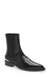 Jil Sander Abrasivato Leather Cap-heel Chelsea Booties In Black