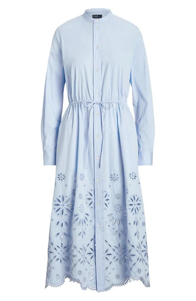 Polo Ralph Lauren Eyelet-embroidered Cotton Shirtdress In Blue