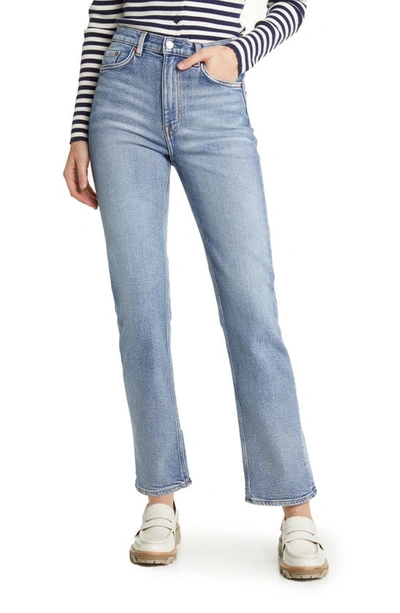 & Other Stories High Waist Organic Cotton Slim Jeans In San Fran Blue