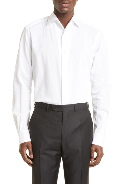 Zegna Cotton Jersey Button-up Shirt In White