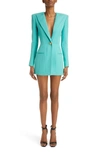 Balmain Logo Button Double-breasted Blazer In Blue