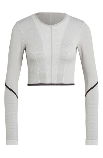 Adidas By Stella Mccartney Truestrength Seamless Yoga Crop Top In Grey