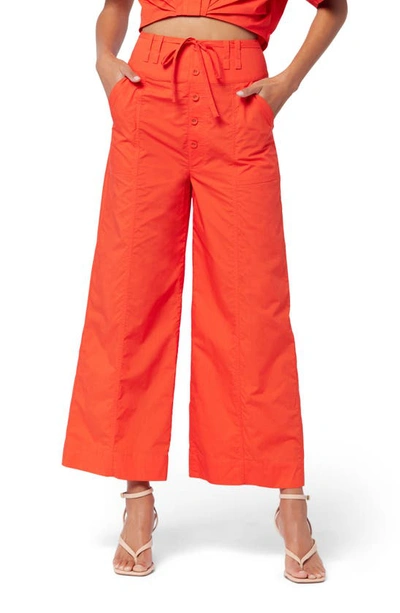 Joie Mara Drawstring Cotton Pants In Red