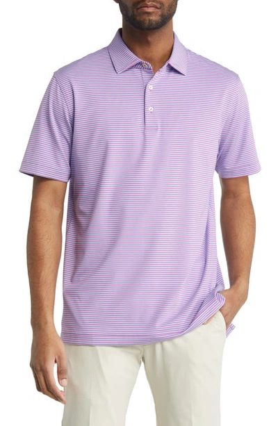 Peter Millar Hales Stripe Performance Polo In Havana Pink