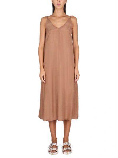 Alysi V-neck Maxi Camisole Dress In Brown