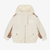 BURBERRY BABY GIRLS IVORY & BEIGE CHECK JACKET
