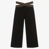 FENDI GIRLS BLACK COTTON FF LOGO TROUSERS