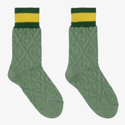 Gucci Green Cotton G Rhombus Socks