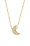 Effy Yellow Gold Plated Sterling Silver Diamond Moon Necklace In Silver