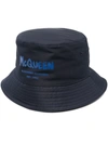 Alexander Mcqueen Graffiti Print Bucket Hat In Blue