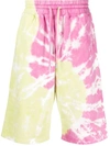 Gcds Tie Dye Sports Bermuda Shorts With Logo In Red