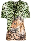 Roberto Cavalli Leopard-print T-shirt In Lime