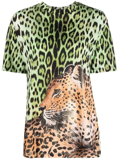 Roberto Cavalli Leopard-print T-shirt In Neutrals