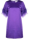 P.a.r.o.s.h Parosh Feathered Mini Dress In Purple