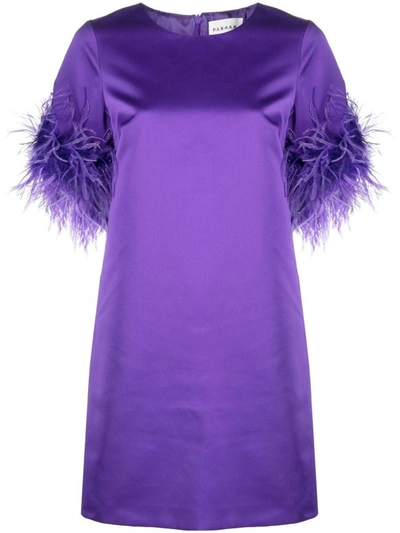 P.a.r.o.s.h Parosh Feathered Mini Dress In Purple
