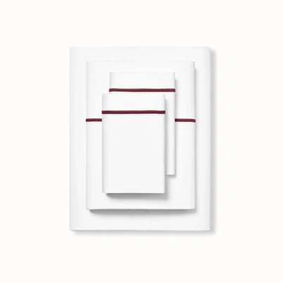 Boll & Branch Organic Signature Embroidered Sheet Set In White/cranberry [hidden]