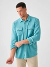 Faherty Legend Button-up Sweater Shirt In Island Teal Twill